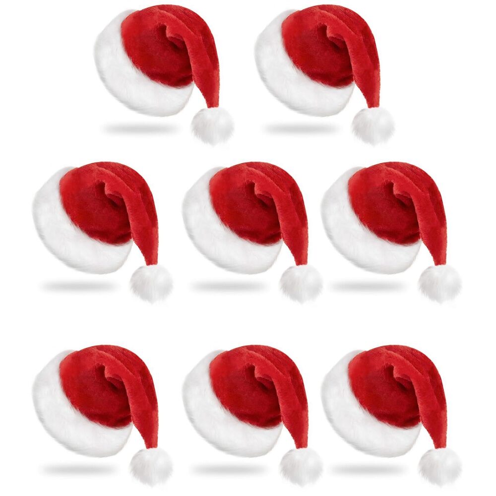 7612 8 Packs Christmas Hat, Santa Hat, Xmas Holiday Hat for Adults, Unisex